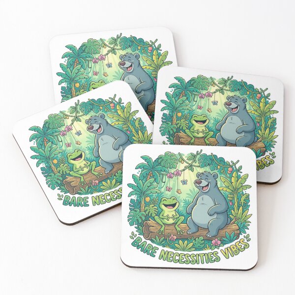 Item preview, Bare Necessities Vibes – Frog & Friendly Jungle Bear Cartoon Art designed and sold by ArtsyExplorer.