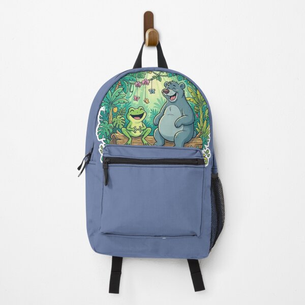 Item preview, Bare Necessities Vibes – Frog & Friendly Jungle Bear Cartoon Art designed and sold by ArtsyExplorer.