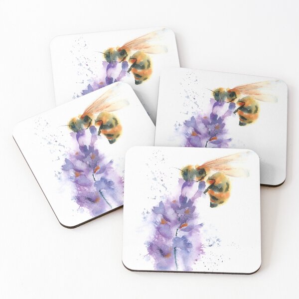 Item preview, Honey bee on purple flower designed and sold by PaintsPassion.