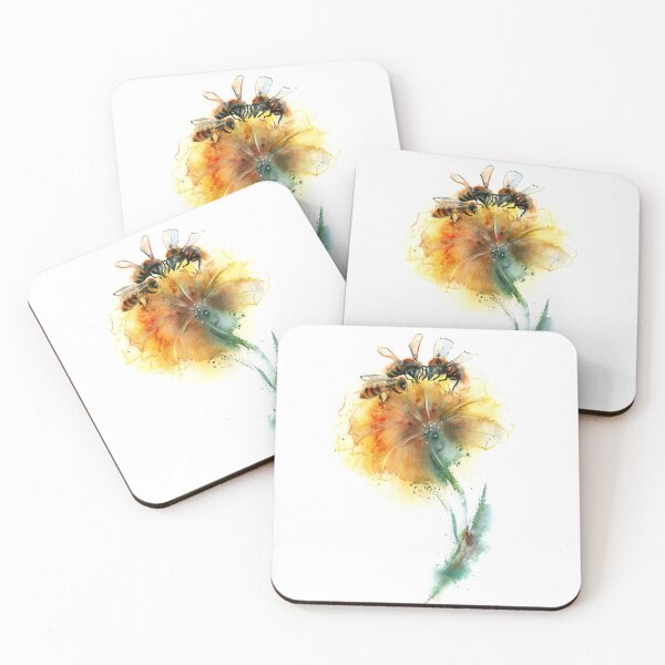 Item preview, Bees and yellow flower designed and sold by PaintsPassion.