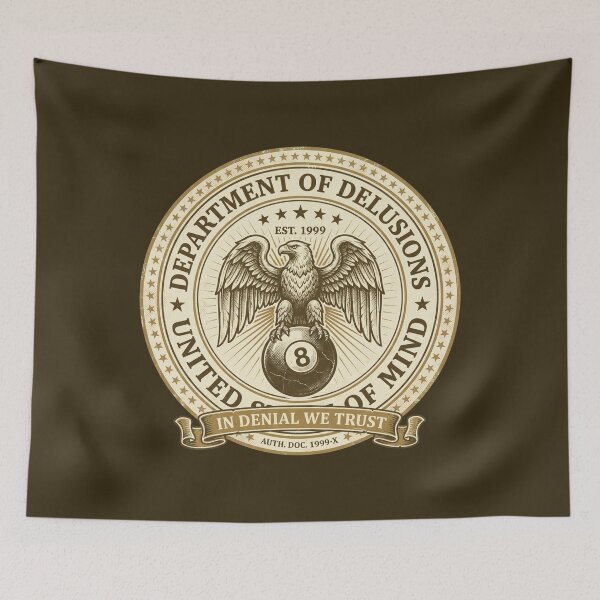 Item preview, Department of Delusions Funny Fake Government Seal Magic 8 Ball Tee designed and sold by afarkar.
