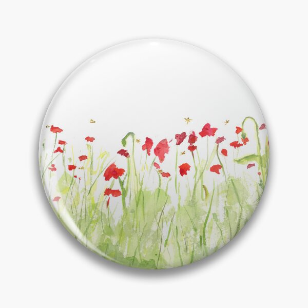 Item preview, Red Poppy Field Watercolor with Dragonflies designed and sold by FaireWaveArt.