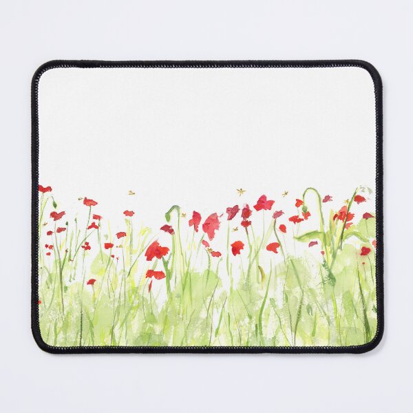 Item preview, Red Poppy Field Watercolor with Dragonflies designed and sold by FaireWaveArt.