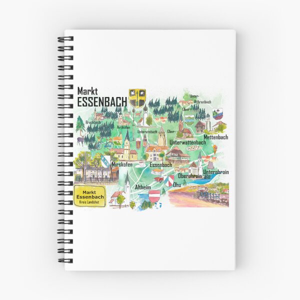 Item preview, Essenbach Illustrated Map – Bavaria Travel Memory Print, German Town Wall Art Gift designed and sold by artshop77.