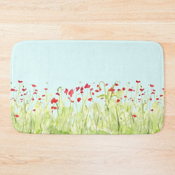 Item preview, Red Poppy Field Watercolor with Dragonflies designed and sold by FaireWaveArt.