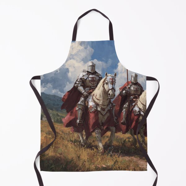Item preview, Crusader Knights Templar on Horses Dragon Mountains Castle Illustration designed and sold by GrinGalore.