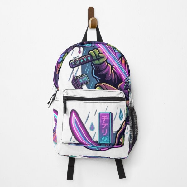 Item preview, Neon Cyber Frog Samurai | Futuristic Japanese Streetwear designed and sold by LevelUpReads.