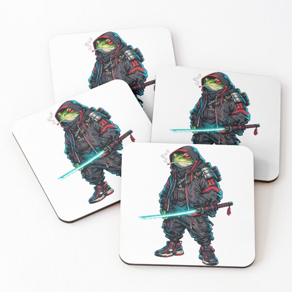 Item preview, Cyberpunk Frog Samurai Warrior | Neon Streetwear Graphic Design designed and sold by LevelUpReads.