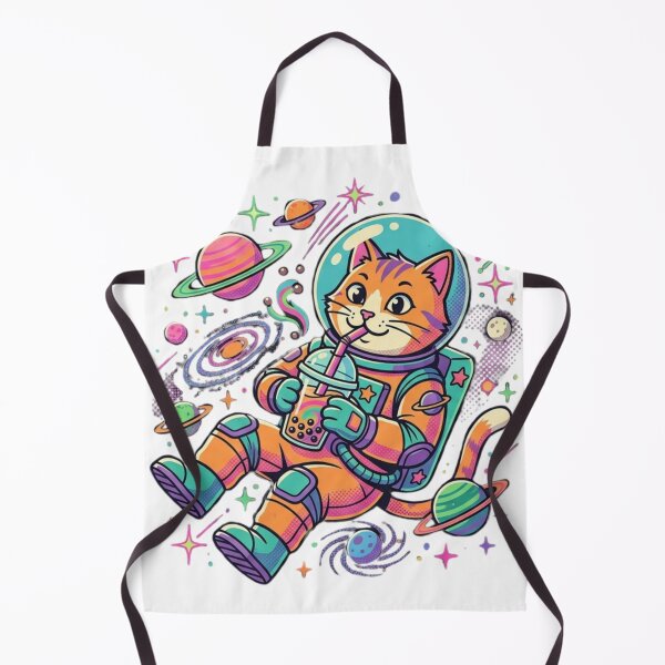 Item preview, Cute Space Cat Astronaut Drinking Boba designed and sold by LevelUpReads.