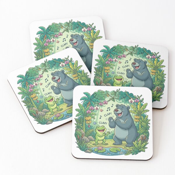 Item preview, Jungle Jam Frog & Bear – Fun Tropical Cartoon Dance Party designed and sold by ArtsyExplorer.