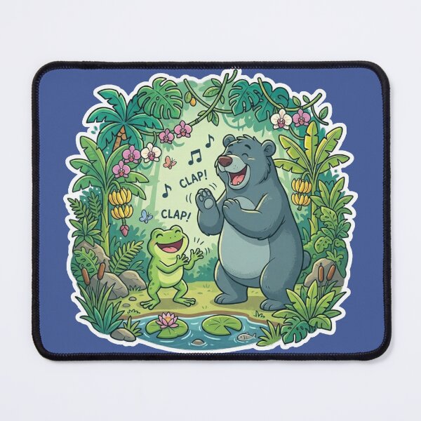 Item preview, Jungle Jam Frog & Bear – Fun Tropical Cartoon Dance Party designed and sold by ArtsyExplorer.