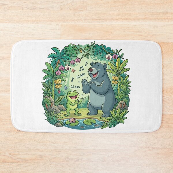 Item preview, Jungle Jam Frog & Bear – Fun Tropical Cartoon Dance Party designed and sold by ArtsyExplorer.