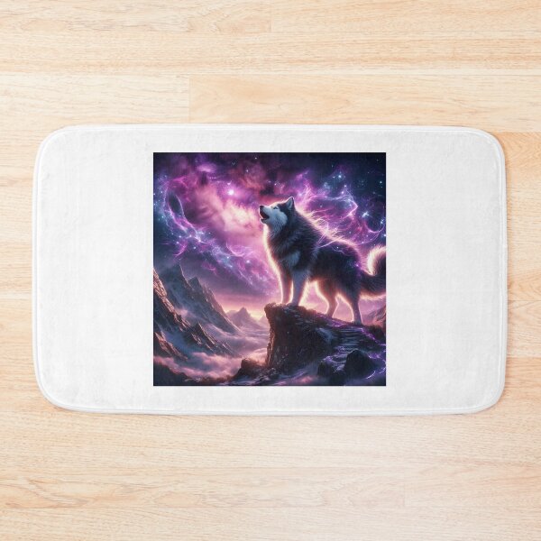 Item preview, Cosmic wolf on mountain - Mystical fantasy designed and sold by davidromapixel.
