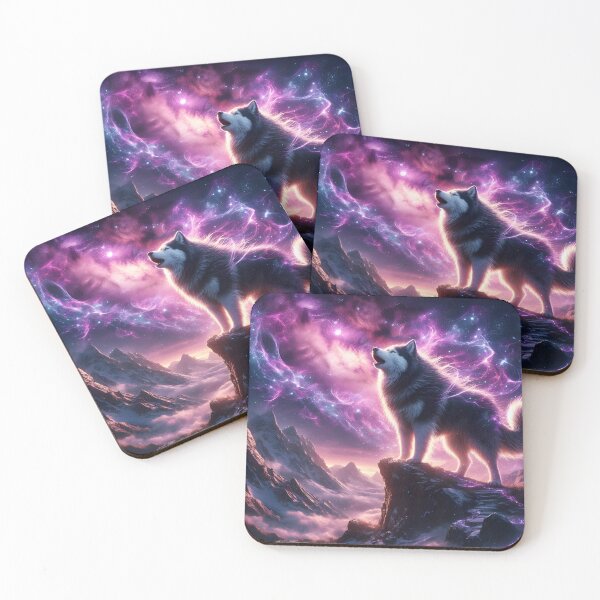 Item preview, Cosmic wolf on mountain - Mystical fantasy designed and sold by davidromapixel.