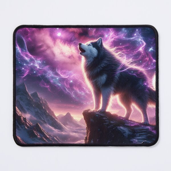 Item preview, Cosmic wolf on mountain - Mystical fantasy designed and sold by davidromapixel.