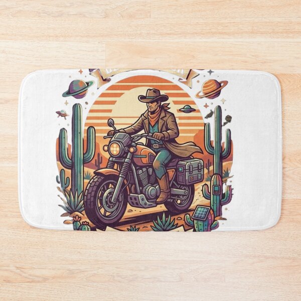 Item preview, Desert Rider Cowboy Motorcycle Graphic designed and sold by LevelUpReads.