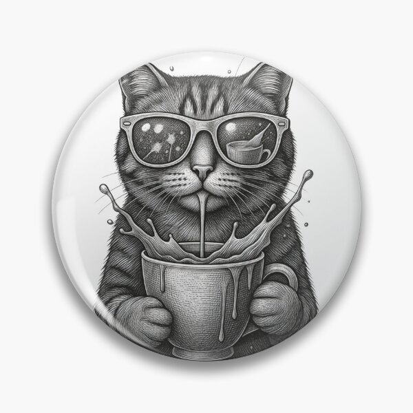 Item preview, Cat Drinking Coffee With Sunglasses – Retro Coffee Cat Design designed and sold by ArtsBorn2Create.