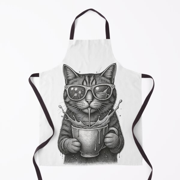 Item preview, Cat Drinking Coffee With Sunglasses – Retro Coffee Cat Design designed and sold by ArtsBorn2Create.