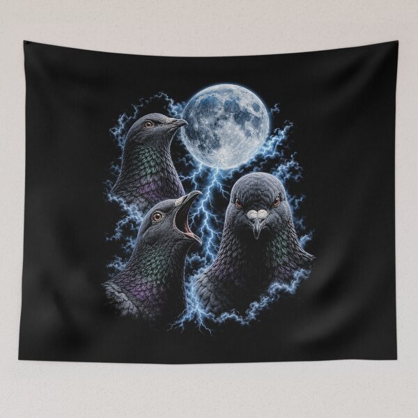 Item preview, Funny Storm Pigeons Howling at the Moon designed and sold by wishtopia.