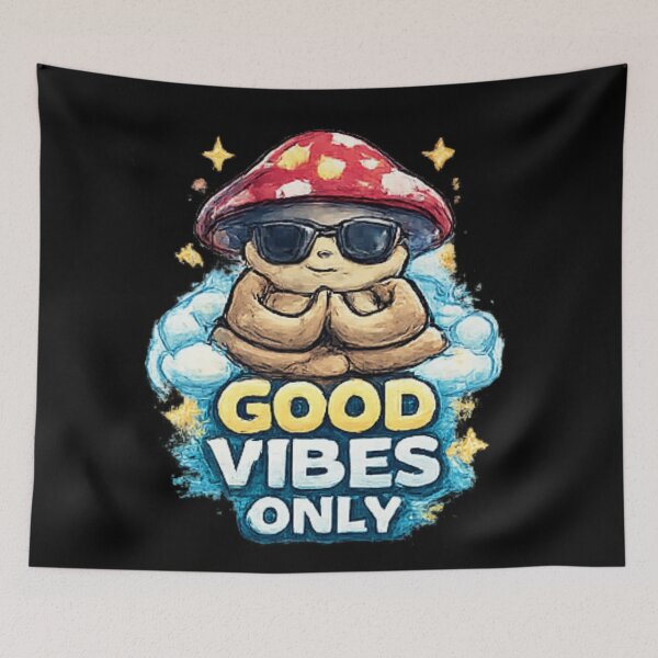 Item preview, Good Vibes Only Cool Mushroom Character designed and sold by Hobby-up.