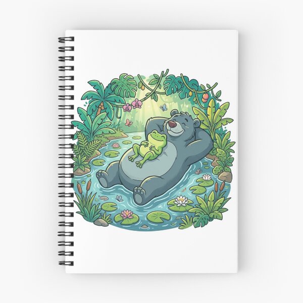 Item preview, Jungle River Frog & Bear – Cozy Tropical Adventure Cartoon Art designed and sold by ArtsyExplorer.