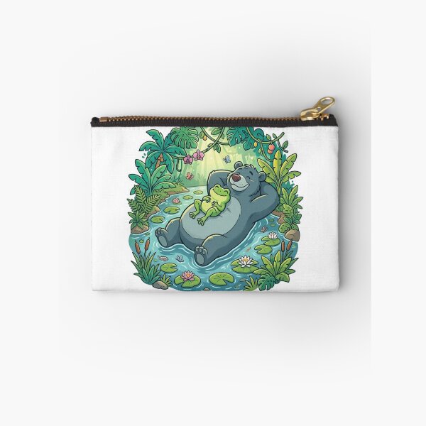 Item preview, Jungle River Frog & Bear – Cozy Tropical Adventure Cartoon Art designed and sold by ArtsyExplorer.