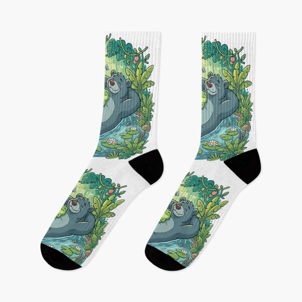 Item preview, Jungle River Frog & Bear – Cozy Tropical Adventure Cartoon Art designed and sold by ArtsyExplorer.