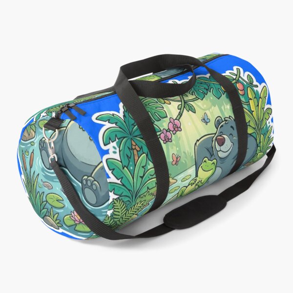 Item preview, Jungle River Frog & Bear – Cozy Tropical Adventure Cartoon Art designed and sold by ArtsyExplorer.