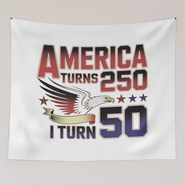 Item preview, America Turns 250 I Turn 50 Eagle T-Shirt designed and sold by MerchlyMike.