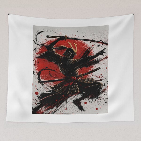 Item preview, Crimson Shadow Samurai Ink Art designed and sold by ZenOtaku Lab.