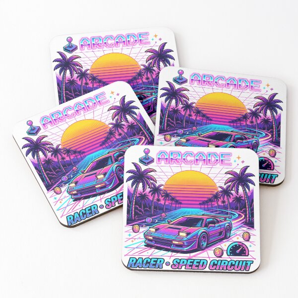 Item preview, Retro Arcade Racer Sunset Graphic | Synthwave Neon Car designed and sold by LevelUpReads.