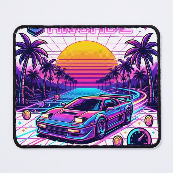 Item preview, Retro Arcade Racer Sunset Graphic | Synthwave Neon Car designed and sold by LevelUpReads.