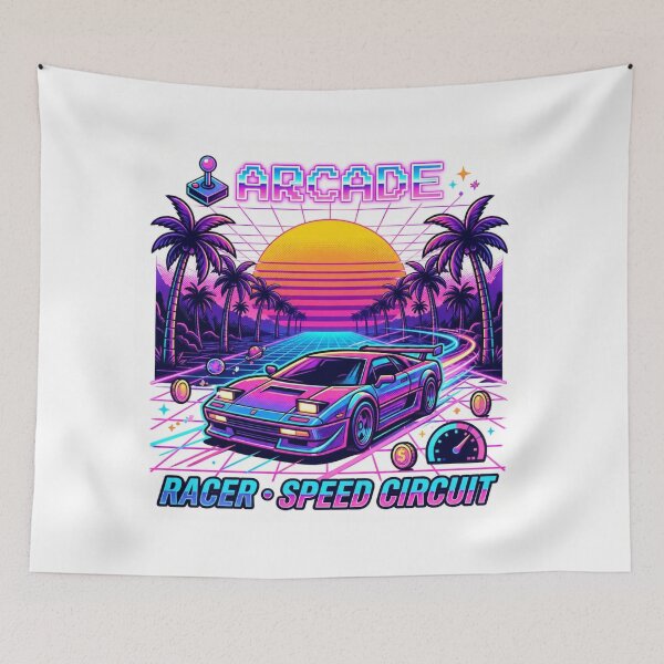 Item preview, Retro Arcade Racer Sunset Graphic | Synthwave Neon Car designed and sold by LevelUpReads.