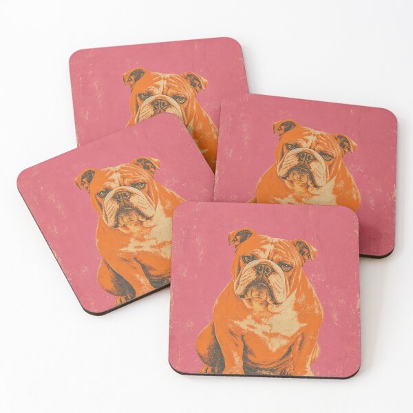 Item preview,  Retro Bulldog — Coral Background with Vintage Orange Bulldog designed and sold by Jandedan.