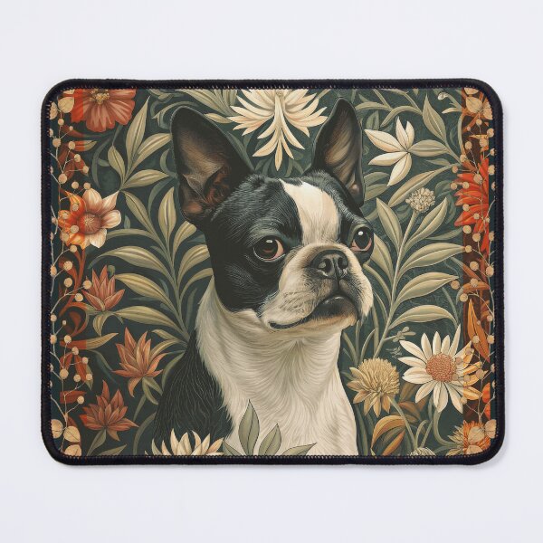 Item preview, Boston Terrier Vintage William Morris Style Floral designed and sold by AntiqueImages.