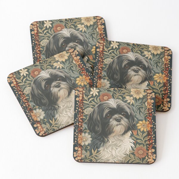 Item preview, Victorian Shih Tzu Dog William Morris Style Floral designed and sold by AntiqueImages.
