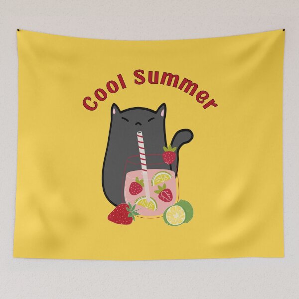 Item preview, Cool Summer Cat Drinking Fruity Beverage – Chill Cartoon Art designed and sold by JWSmile.