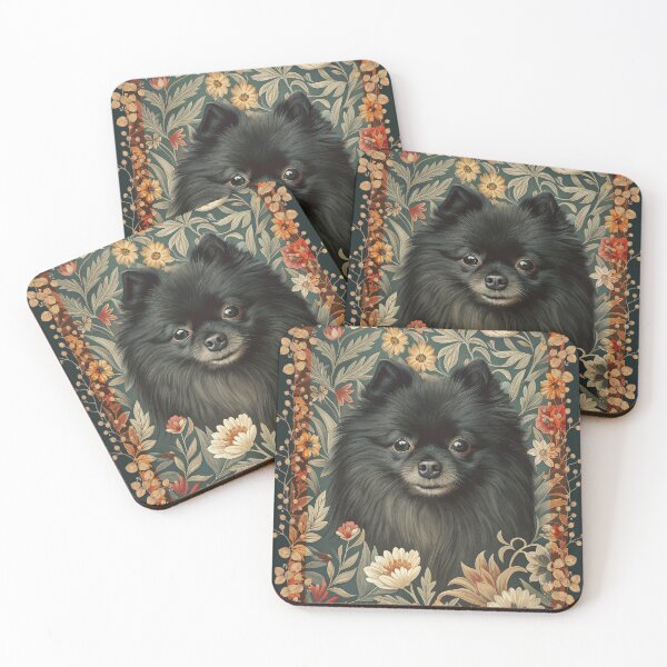 Item preview, Black Pomeranian Vintage William Morris Floral Dog designed and sold by AntiqueImages.