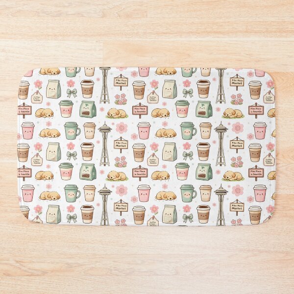 Item preview, Kawaii Coffee Cups I Cute Latte Pattern  designed and sold by StrawberryStudio.