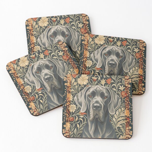Item preview, Blue Great Dane William Morris Style Floral designed and sold by AntiqueImages.