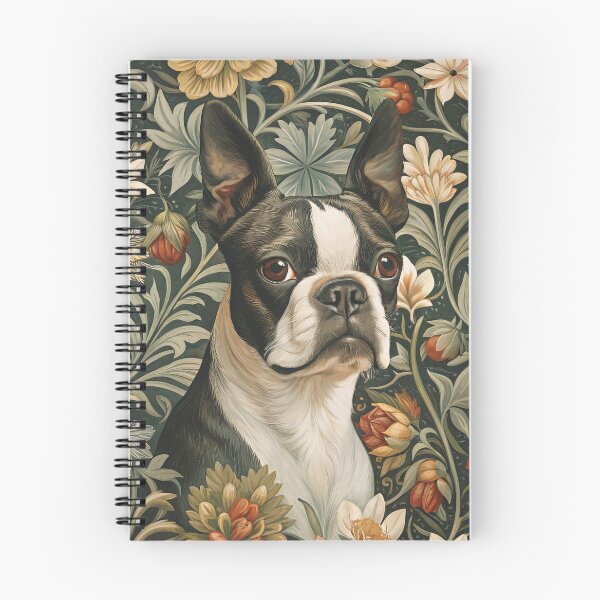 Item preview, Black White Boston Terrier Victorian Floral designed and sold by AntiqueImages.