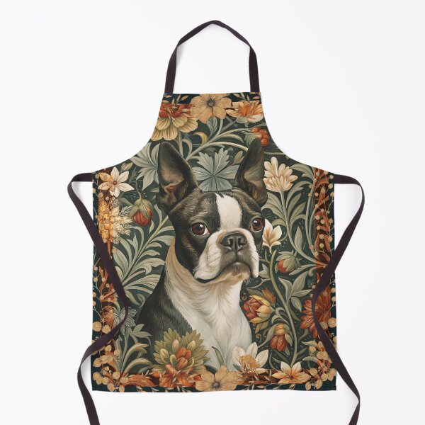 Item preview, Black White Boston Terrier Victorian Floral designed and sold by AntiqueImages.