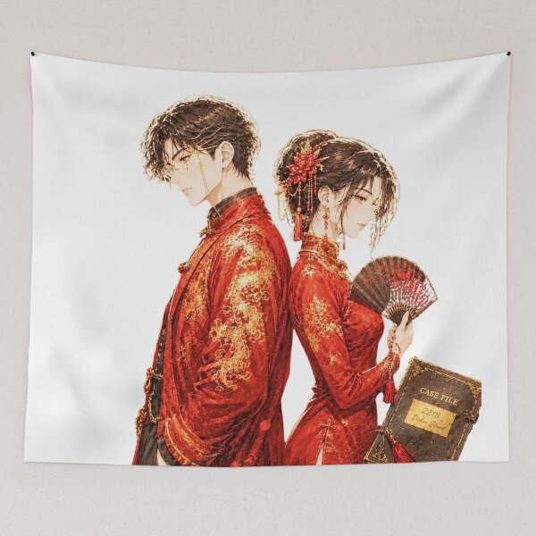 Item preview, Eastern Noir Detective Couple – Red & Black Anime Mystery Aesthetic T-Shirt Design1 designed and sold by shikuldo7.