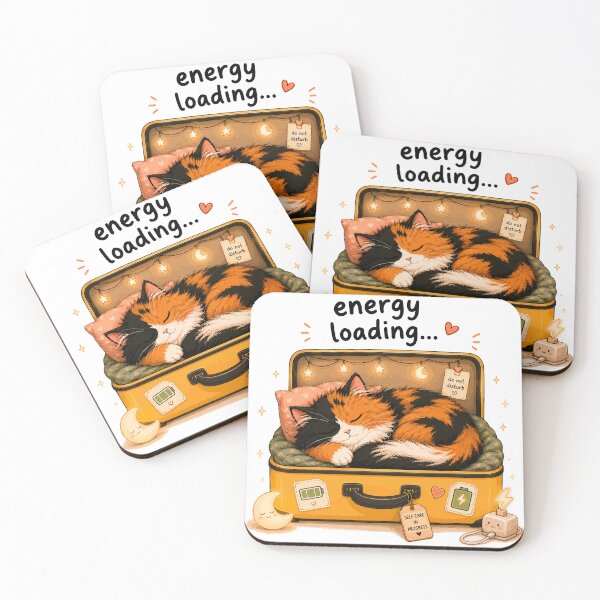 Item preview, Energy Loading…/ Cozy Calico Self Care designed and sold by ValentynaTyshenkoArt.