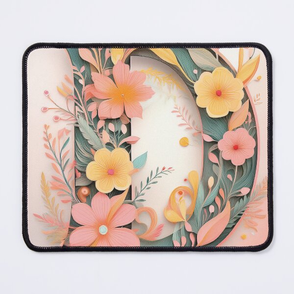 Item preview, Letter D initial, monogram floral botanicals watercolor painting abstract style, flowers and leaves, neutral pastel colors  designed and sold by navitalidesign.