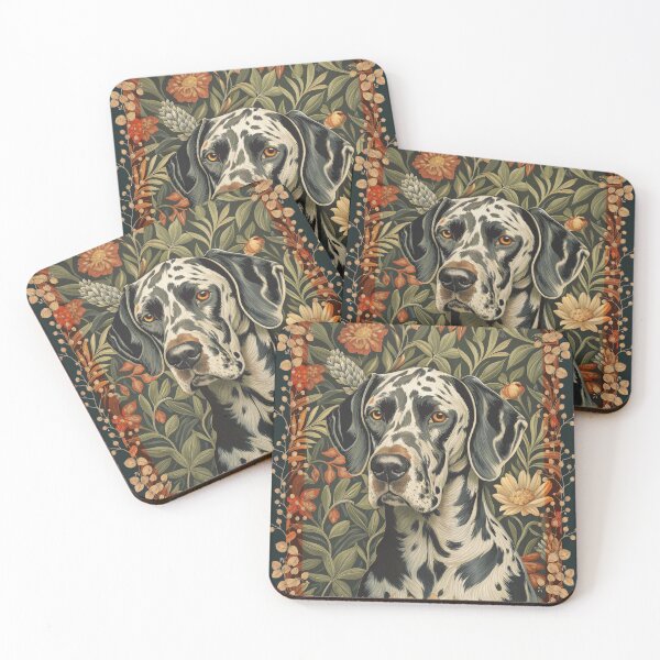 Item preview, Harlequin Great Dane Vintage Floral Art designed and sold by AntiqueImages.