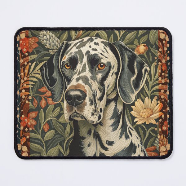 Item preview, Harlequin Great Dane Vintage Floral Art designed and sold by AntiqueImages.
