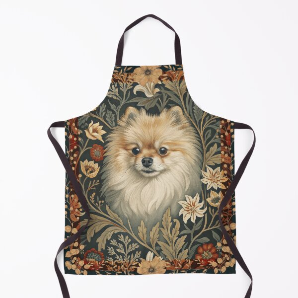 Item preview, Cream Pomeranian Dog Vintage Floral Art designed and sold by AntiqueImages.