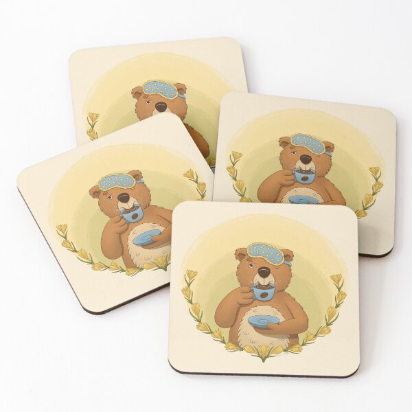 Item preview, Bear with Coffee in Flowers designed and sold by YanaFern.