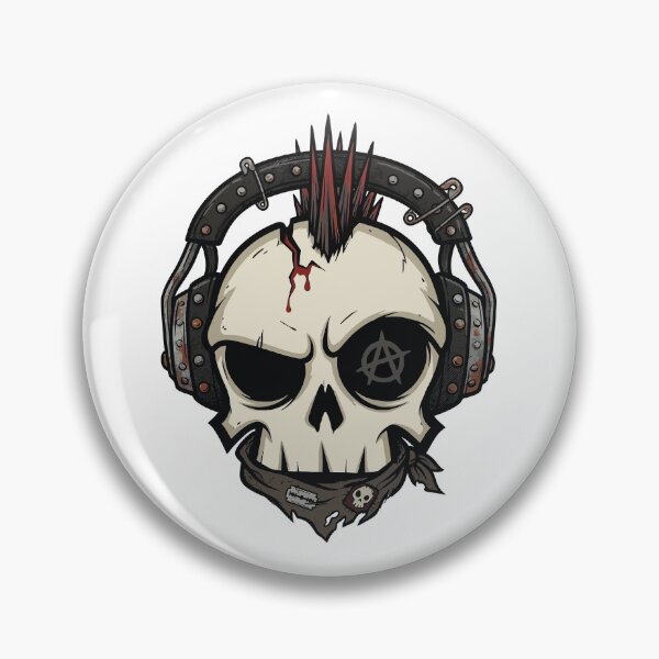Item preview, Punk Rock Skull with Headphones and Anarchy Symbo Cartoon designed and sold by Cacique969.